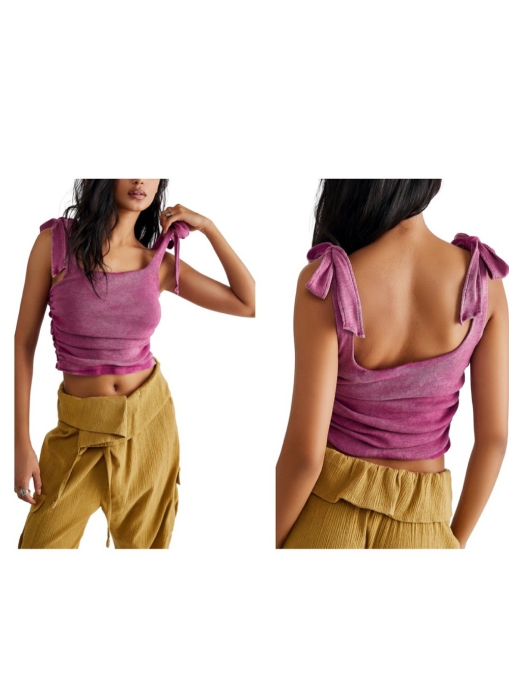 Free People Boulevard Tank Top fuschia purple tie strap